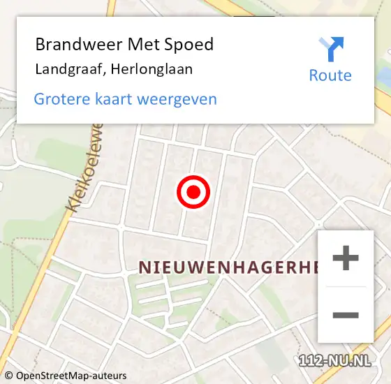 Locatie op kaart van de 112 melding: Brandweer Met Spoed Naar Landgraaf, Herlonglaan op 28 augustus 2022 21:01