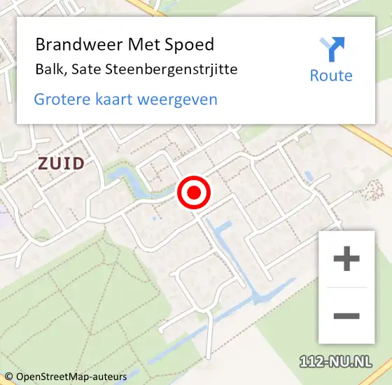 Locatie op kaart van de 112 melding: Brandweer Met Spoed Naar Balk, Sate Steenbergenstrjitte op 28 augustus 2022 21:06