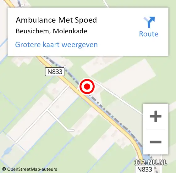 Locatie op kaart van de 112 melding: Ambulance Met Spoed Naar Beusichem, Molenkade op 9 oktober 2013 18:13