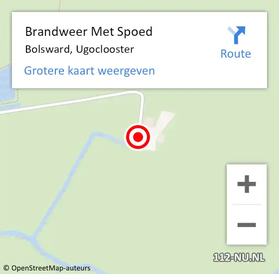 Locatie op kaart van de 112 melding: Brandweer Met Spoed Naar Bolsward, Ugoclooster op 28 augustus 2022 21:16