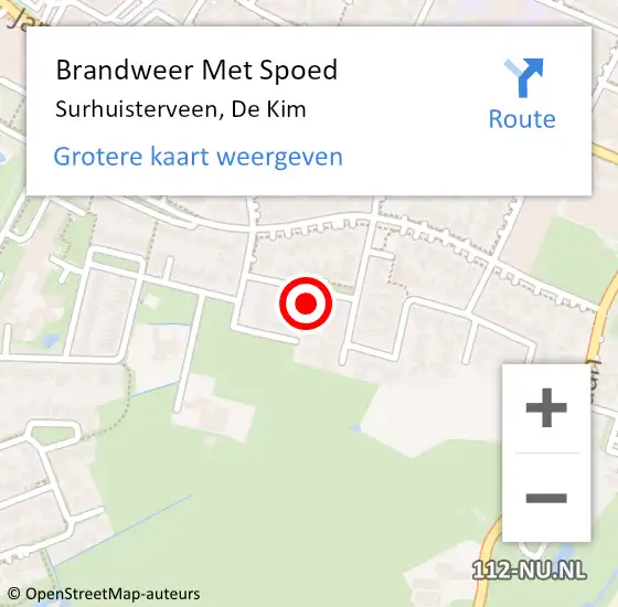 Locatie op kaart van de 112 melding: Brandweer Met Spoed Naar Surhuisterveen, De Kim op 28 augustus 2022 21:50