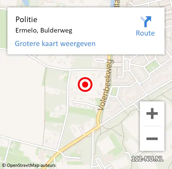 Locatie op kaart van de 112 melding: Politie Ermelo, Bulderweg op 28 augustus 2022 21:52