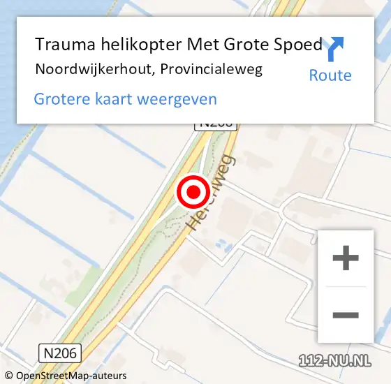 Locatie op kaart van de 112 melding: Trauma helikopter Met Grote Spoed Naar Noordwijkerhout, Provincialeweg op 28 augustus 2022 21:55