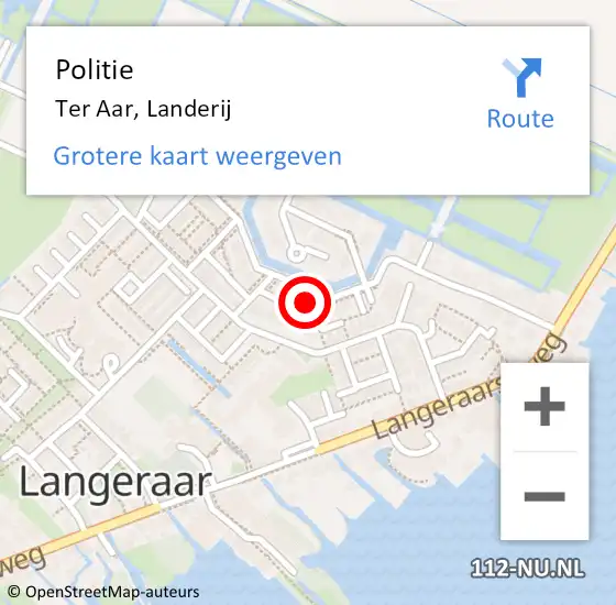 Locatie op kaart van de 112 melding: Politie Ter Aar, Landerij op 28 augustus 2022 22:10