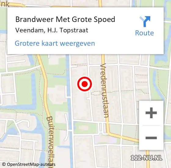 Locatie op kaart van de 112 melding: Brandweer Met Grote Spoed Naar Veendam, H.J. Topstraat op 28 augustus 2022 22:10