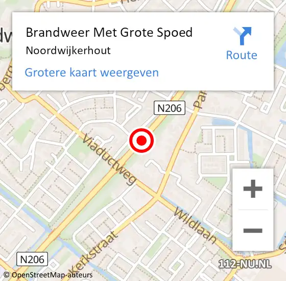 Locatie op kaart van de 112 melding: Brandweer Met Grote Spoed Naar Noordwijkerhout op 28 augustus 2022 22:14