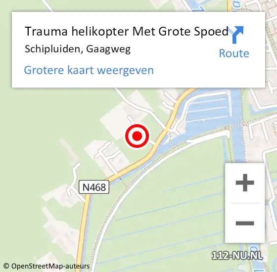 Locatie op kaart van de 112 melding: Trauma helikopter Met Grote Spoed Naar Schipluiden, Gaagweg op 28 augustus 2022 22:17