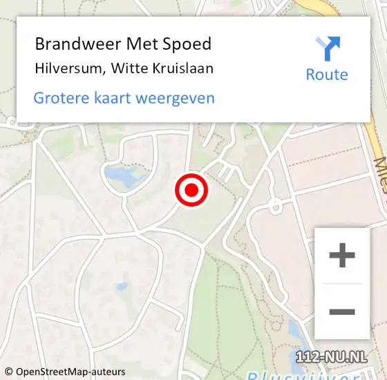 Locatie op kaart van de 112 melding: Brandweer Met Spoed Naar Hilversum, Witte Kruislaan op 28 augustus 2022 22:31