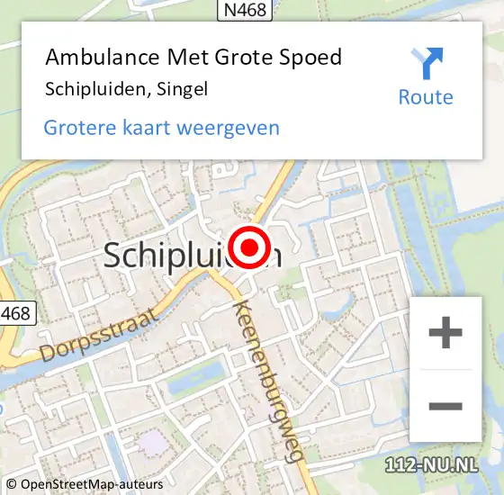 Locatie op kaart van de 112 melding: Ambulance Met Grote Spoed Naar Schipluiden, Singel op 28 augustus 2022 23:11