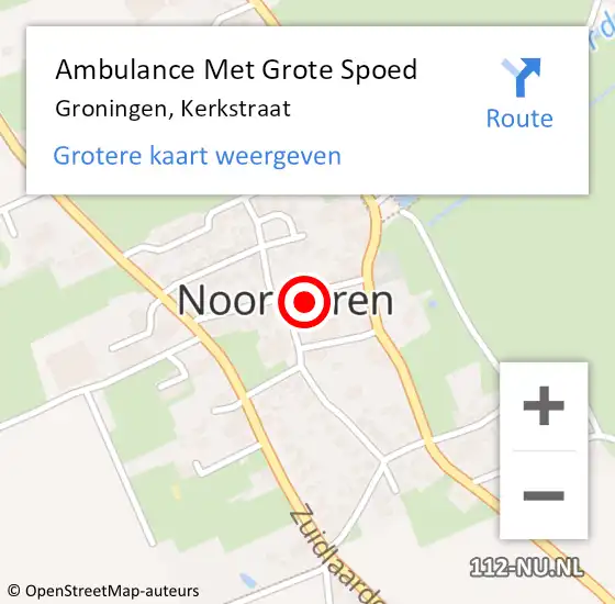 Locatie op kaart van de 112 melding: Ambulance Met Grote Spoed Naar Groningen, Kerkstraat op 28 augustus 2022 23:37