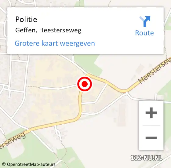 Locatie op kaart van de 112 melding: Politie Geffen, Heesterseweg op 28 augustus 2022 23:37