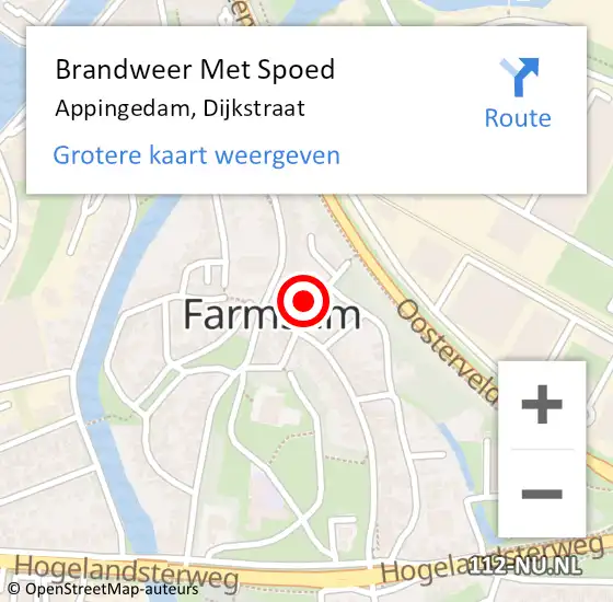 Locatie op kaart van de 112 melding: Brandweer Met Spoed Naar Appingedam, Dijkstraat op 29 augustus 2022 00:11