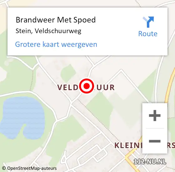 Locatie op kaart van de 112 melding: Brandweer Met Spoed Naar Stein, Veldschuurweg op 29 augustus 2022 00:18