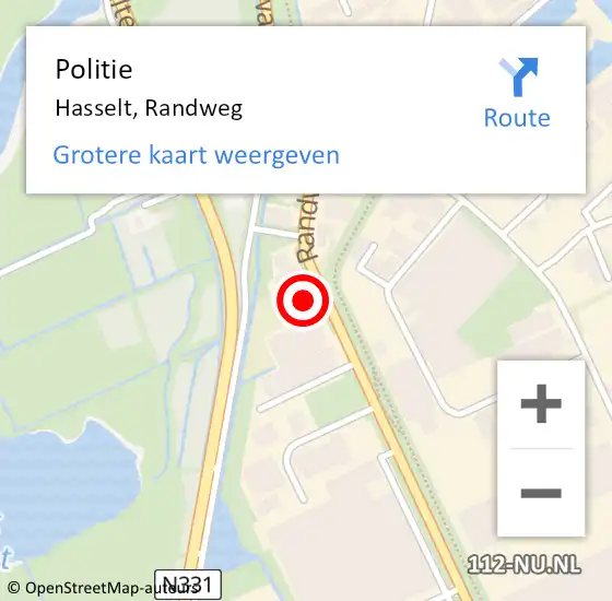 Locatie op kaart van de 112 melding: Politie Hasselt, Randweg op 29 augustus 2022 00:19