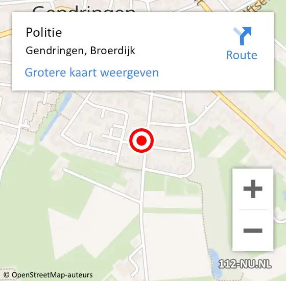 Locatie op kaart van de 112 melding: Politie Gendringen, Broerdijk op 29 augustus 2022 01:11
