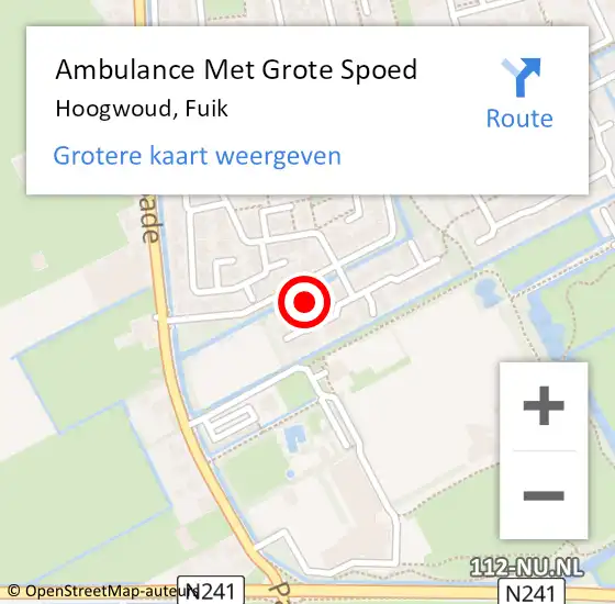 Locatie op kaart van de 112 melding: Ambulance Met Grote Spoed Naar Hoogwoud, Fuik op 29 augustus 2022 01:30