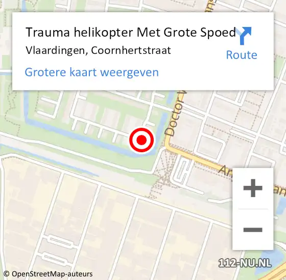 Locatie op kaart van de 112 melding: Trauma helikopter Met Grote Spoed Naar Vlaardingen, Coornhertstraat op 29 augustus 2022 01:43