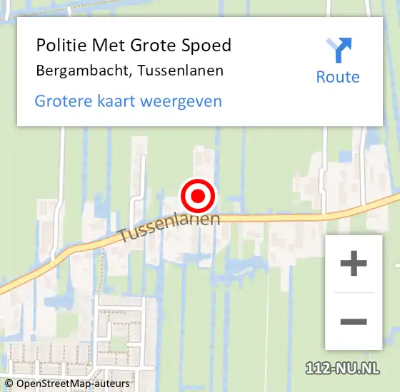 Locatie op kaart van de 112 melding: Politie Met Grote Spoed Naar Bergambacht, Tussenlanen op 29 augustus 2022 01:45
