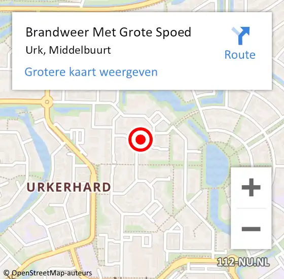 Locatie op kaart van de 112 melding: Brandweer Met Grote Spoed Naar Urk, Middelbuurt op 29 augustus 2022 02:02