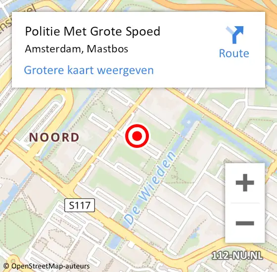 Locatie op kaart van de 112 melding: Politie Met Grote Spoed Naar Amsterdam, Mastbos op 29 augustus 2022 02:07