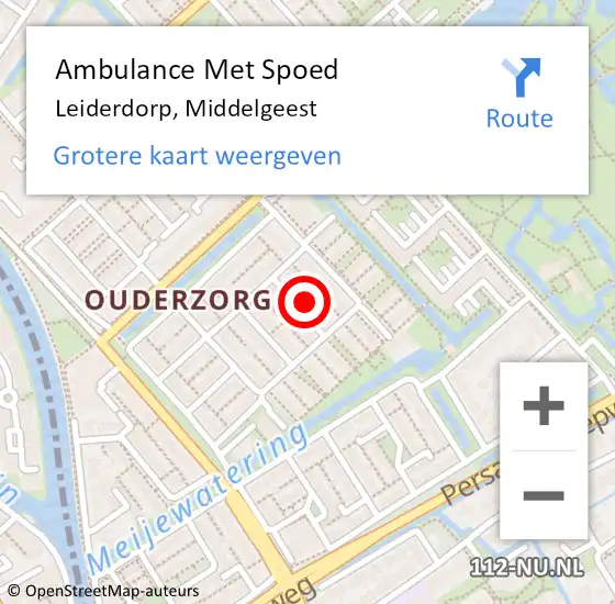 Locatie op kaart van de 112 melding: Ambulance Met Spoed Naar Leiderdorp, Middelgeest op 29 augustus 2022 02:40