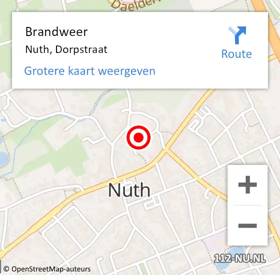 Locatie op kaart van de 112 melding: Brandweer Nuth, Dorpstraat op 28 juli 2014 01:44