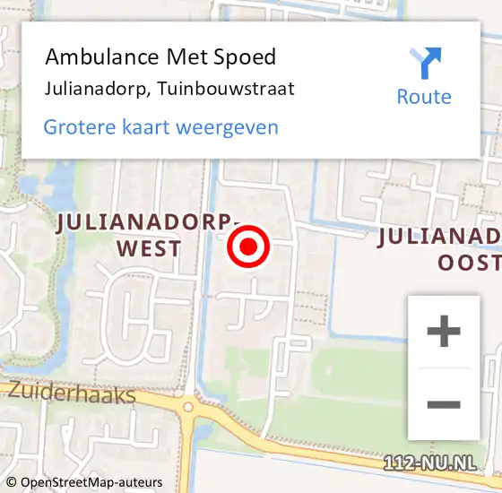 Locatie op kaart van de 112 melding: Ambulance Met Spoed Naar Julianadorp, Tuinbouwstraat op 29 augustus 2022 03:55