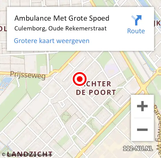 Locatie op kaart van de 112 melding: Ambulance Met Grote Spoed Naar Culemborg, Oude Rekemerstraat op 29 augustus 2022 04:07