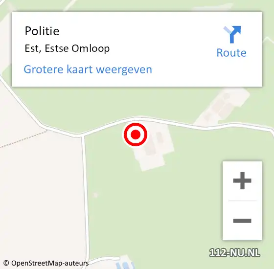 Locatie op kaart van de 112 melding: Politie Est, Estse Omloop op 29 augustus 2022 04:12