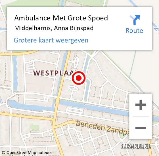 Locatie op kaart van de 112 melding: Ambulance Met Grote Spoed Naar Middelharnis, Anna Bijnspad op 29 augustus 2022 05:35