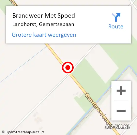 Locatie op kaart van de 112 melding: Brandweer Met Spoed Naar Landhorst, Gemertsebaan op 29 augustus 2022 06:45