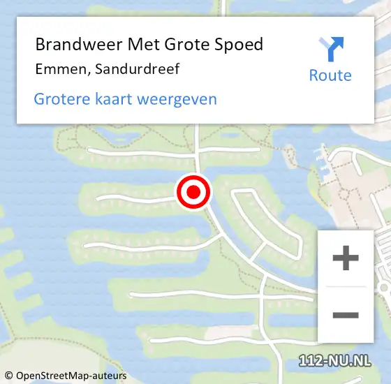 Locatie op kaart van de 112 melding: Brandweer Met Grote Spoed Naar Emmen, Sandurdreef op 29 augustus 2022 06:46