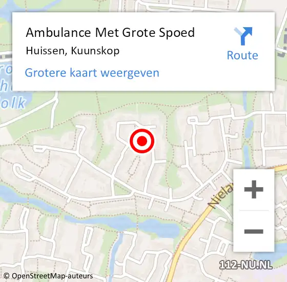 Locatie op kaart van de 112 melding: Ambulance Met Grote Spoed Naar Huissen, Kuunskop op 29 augustus 2022 07:15