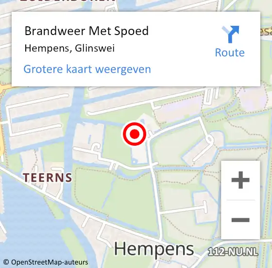 Locatie op kaart van de 112 melding: Brandweer Met Spoed Naar Hempens, Glinswei op 29 augustus 2022 07:21