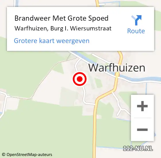 Locatie op kaart van de 112 melding: Brandweer Met Grote Spoed Naar Warfhuizen, Burg I. Wiersumstraat op 28 juli 2014 02:21