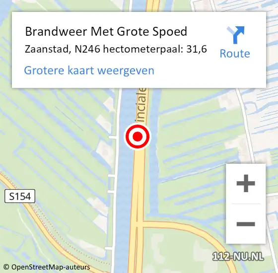Locatie op kaart van de 112 melding: Brandweer Met Grote Spoed Naar Zaanstad, N246 hectometerpaal: 31,6 op 29 augustus 2022 08:07