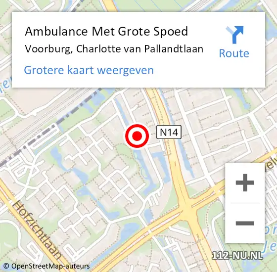 Locatie op kaart van de 112 melding: Ambulance Met Grote Spoed Naar Voorburg, Charlotte van Pallandtlaan op 29 augustus 2022 08:10