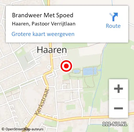 Locatie op kaart van de 112 melding: Brandweer Met Spoed Naar Haaren, Pastoor Verrijtlaan op 29 augustus 2022 08:17