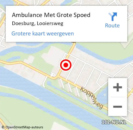 Locatie op kaart van de 112 melding: Ambulance Met Grote Spoed Naar Doesburg, Looiersweg op 29 augustus 2022 08:35