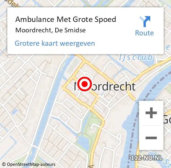 Locatie op kaart van de 112 melding: Ambulance Met Grote Spoed Naar Moordrecht, De Smidse op 29 augustus 2022 08:46