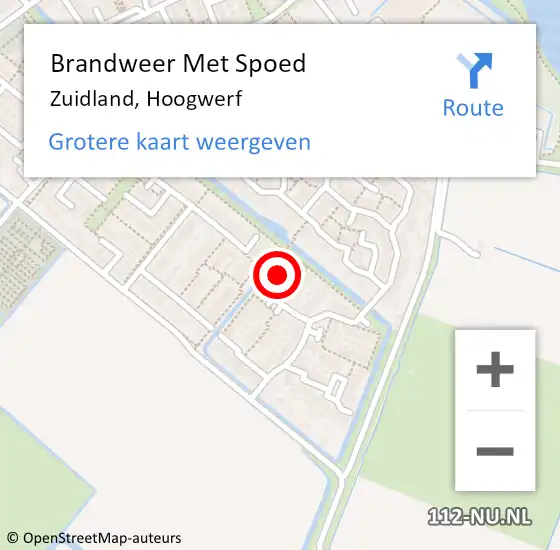 Locatie op kaart van de 112 melding: Brandweer Met Spoed Naar Zuidland, Hoogwerf op 29 augustus 2022 08:55