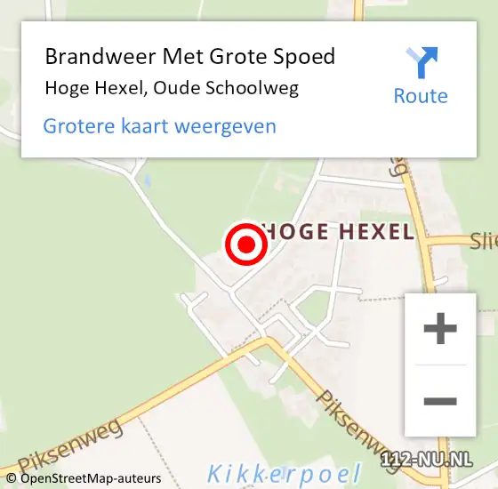 Locatie op kaart van de 112 melding: Brandweer Met Grote Spoed Naar Hoge Hexel, Oude Schoolweg op 29 augustus 2022 09:06