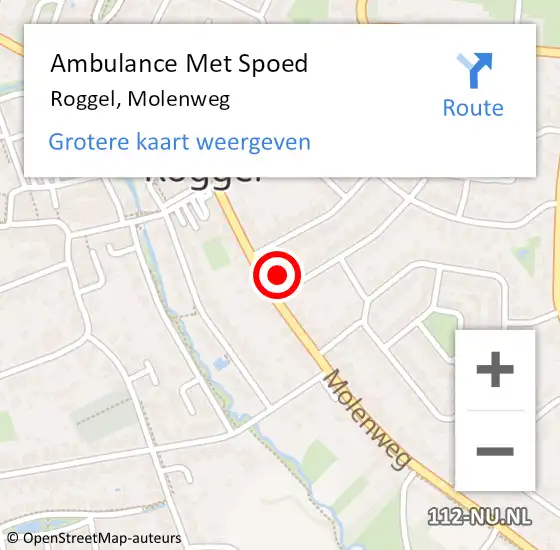 Locatie op kaart van de 112 melding: Ambulance Met Spoed Naar Roggel, Molenweg op 29 augustus 2022 09:14