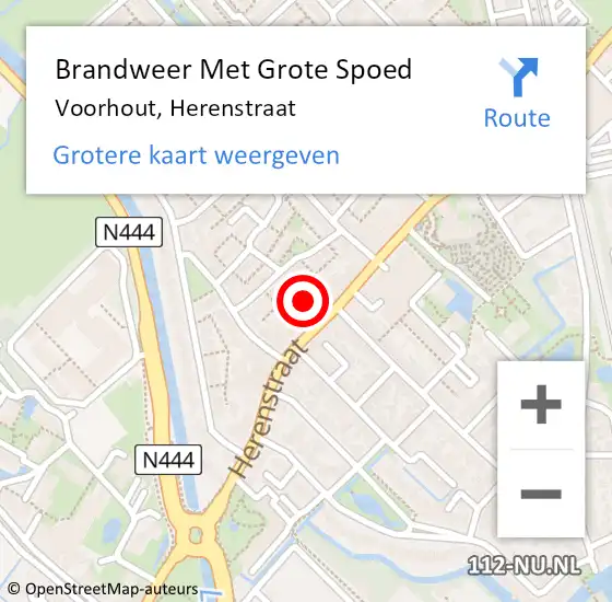 Locatie op kaart van de 112 melding: Brandweer Met Grote Spoed Naar Voorhout, Herenstraat op 29 augustus 2022 09:34
