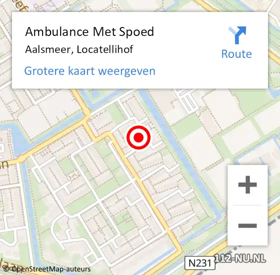 Locatie op kaart van de 112 melding: Ambulance Met Spoed Naar Aalsmeer, Locatellihof op 29 augustus 2022 09:35