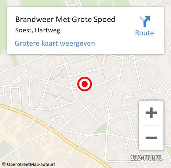 Locatie op kaart van de 112 melding: Brandweer Met Grote Spoed Naar Soest, Hartweg op 29 augustus 2022 10:05