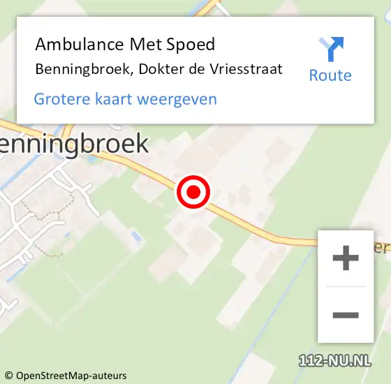 Locatie op kaart van de 112 melding: Ambulance Met Spoed Naar Benningbroek, Dokter de Vriesstraat op 29 augustus 2022 10:10