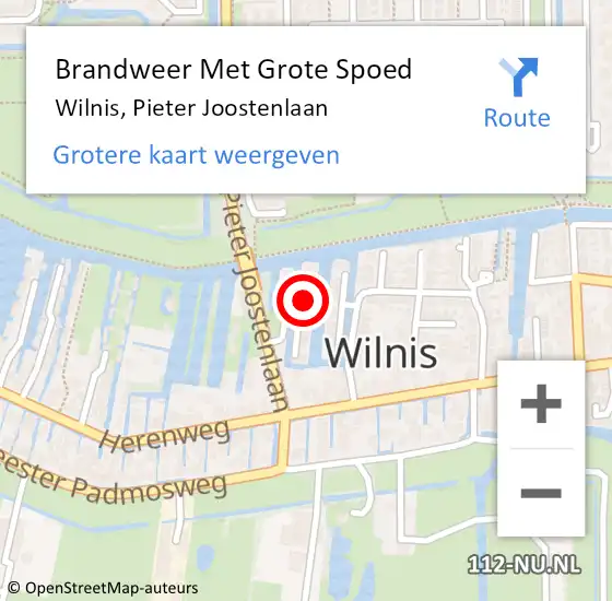 Locatie op kaart van de 112 melding: Brandweer Met Grote Spoed Naar Wilnis, Pieter Joostenlaan op 29 augustus 2022 10:32