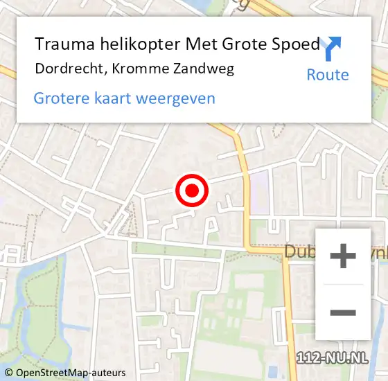 Locatie op kaart van de 112 melding: Trauma helikopter Met Grote Spoed Naar Dordrecht, Kromme Zandweg op 29 augustus 2022 10:35