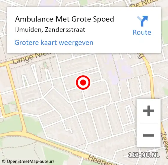 Locatie op kaart van de 112 melding: Ambulance Met Grote Spoed Naar IJmuiden, Zandersstraat op 29 augustus 2022 11:05